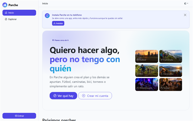 Captura de la app Parche